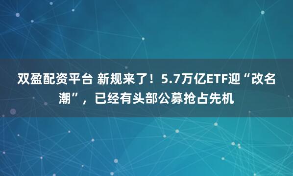 双盈配资平台 新规来了！5.7万亿ETF迎“改名潮”，已经有头部公募抢占先机