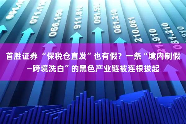 首胜证券 “保税仓直发”也有假？一条“境内制假—跨境洗白”的黑色产业链被连根拔起